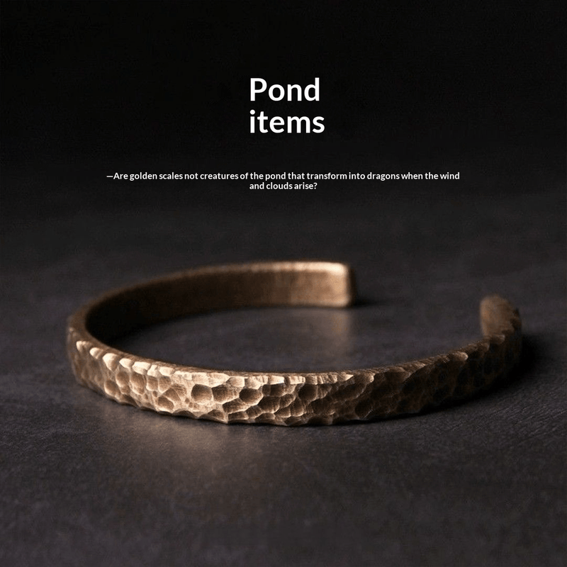 "The Pond" Hand - Hammered 925 Sterling Silver Bangle (Water Ripple Texture) - Buddhabelief