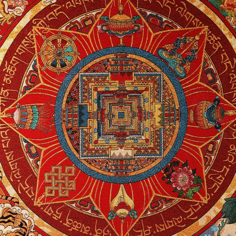 "The Sacred Center" Eight Auspicious Symbols Mandala Embroidery (Feng Shui Stability) - Buddhabelief