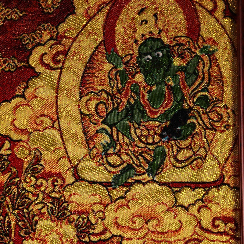 "The Ultimate Wealth Assembly" Five Jambhalas Silk Embroidery Thangka (All Directions Abundance) - Buddhabelief