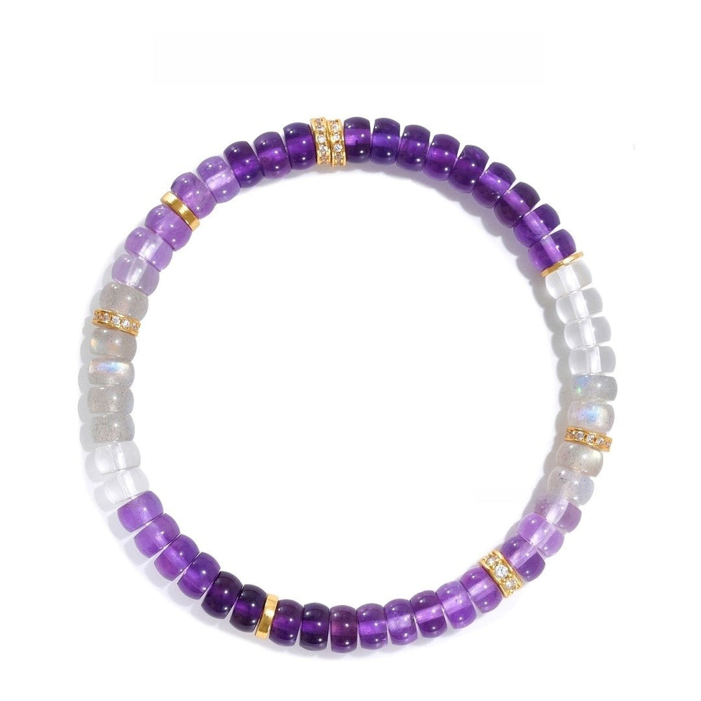 Tibetan Blessed Amethyst & Clear Quartz Bracelet for Self-Love - view 5