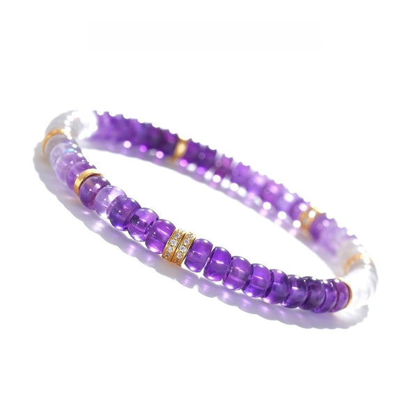 Tibetan Blessed Amethyst & Clear Quartz Bracelet for Self-Love