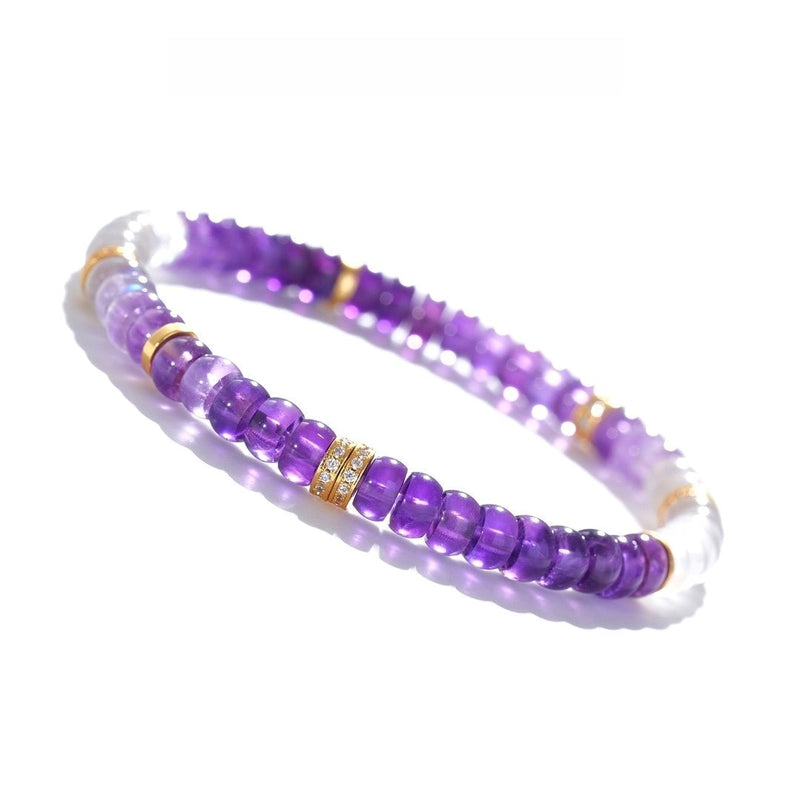 Tibetan Blessed Amethyst & Clear Quartz Bracelet for Self - Love - Buddhabelief