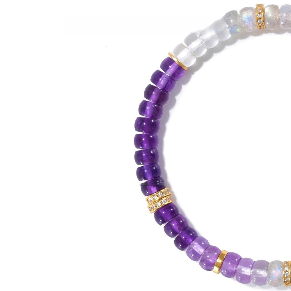 Tibetan Blessed Amethyst & Clear Quartz Bracelet for Self-Love - view 2