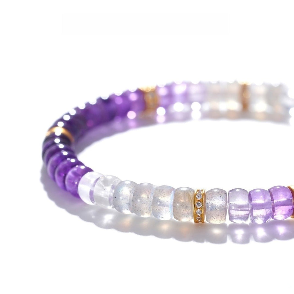 Tibetan Blessed Amethyst & Clear Quartz Bracelet for Self-Love - view 3