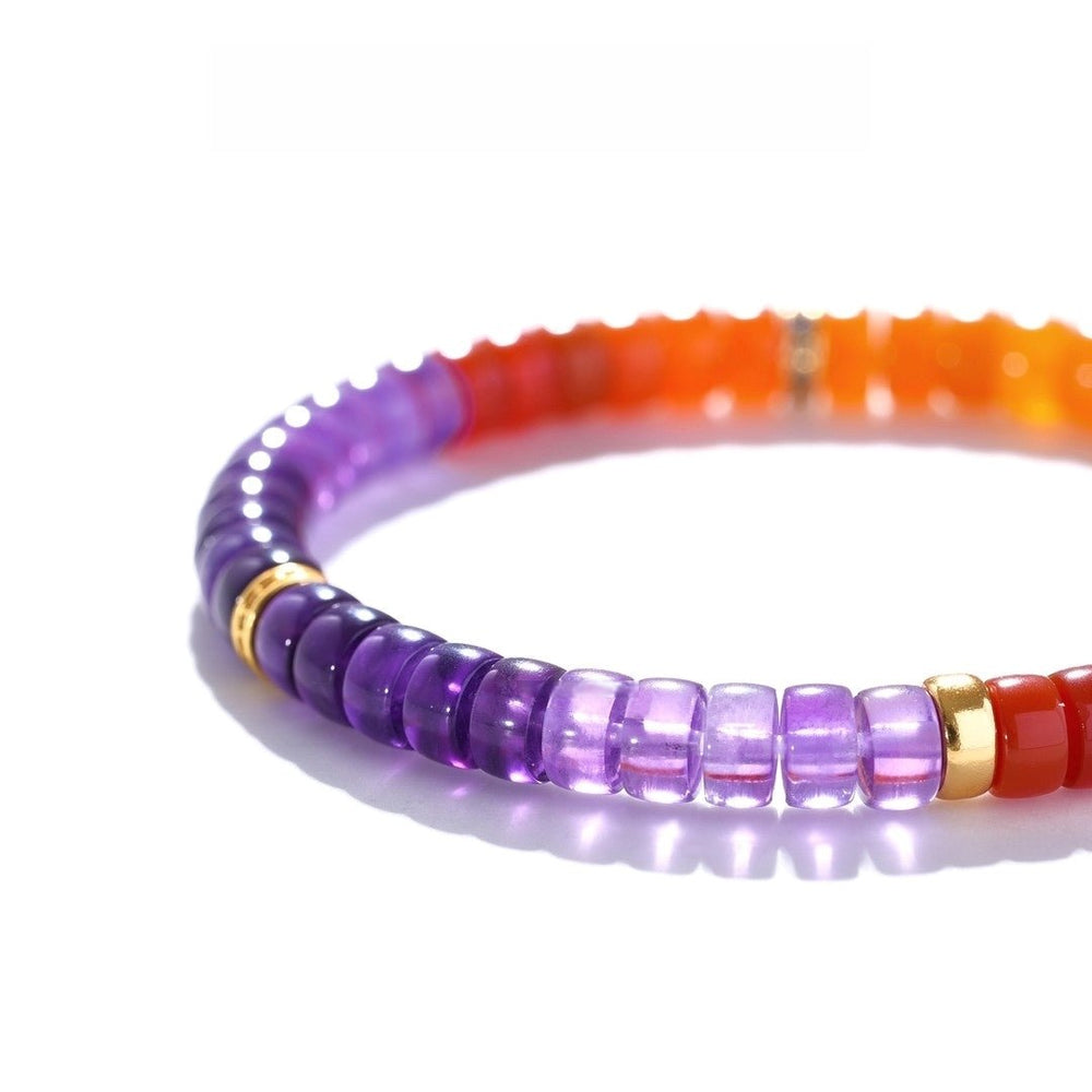 Tibetan Blessed Amethyst & Yellow Agate Bracelet for Grounding - view 3
