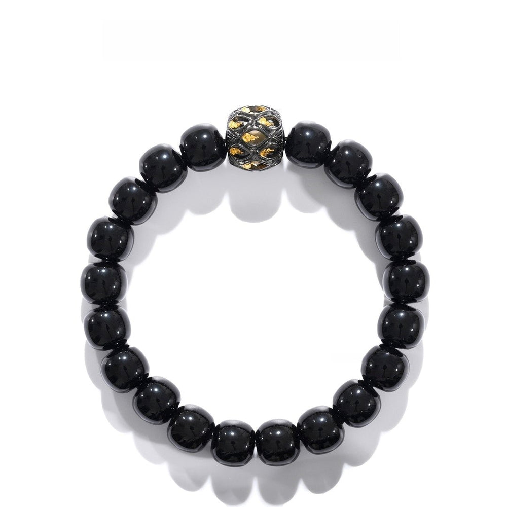 Tibetan Blessed Black Agate Bracelet with Lotus-Carved Bead for Abundance — view 5