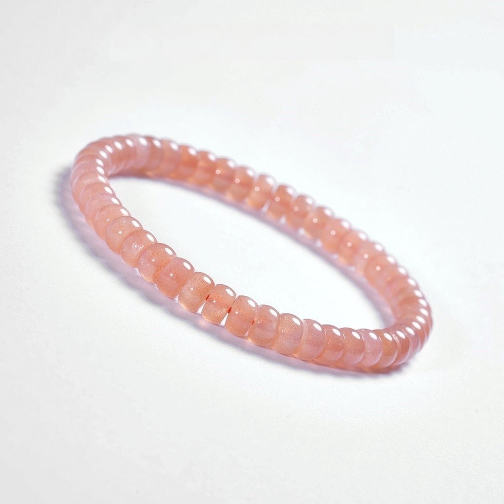 Tibetan Blessed Orange Moonstone Bracelet for Purposeful Living - view 1