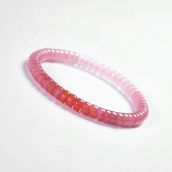 Tibetan Blessed Pink Agate Bracelet for Love & Connection