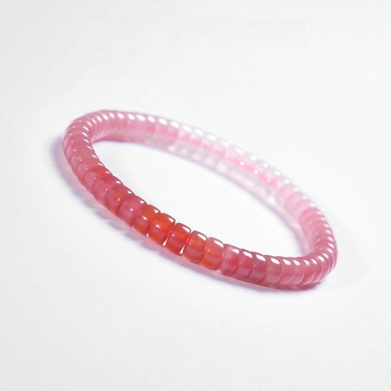 Tibetan Blessed Pink Agate Bracelet for Love & Connection - Buddhabelief