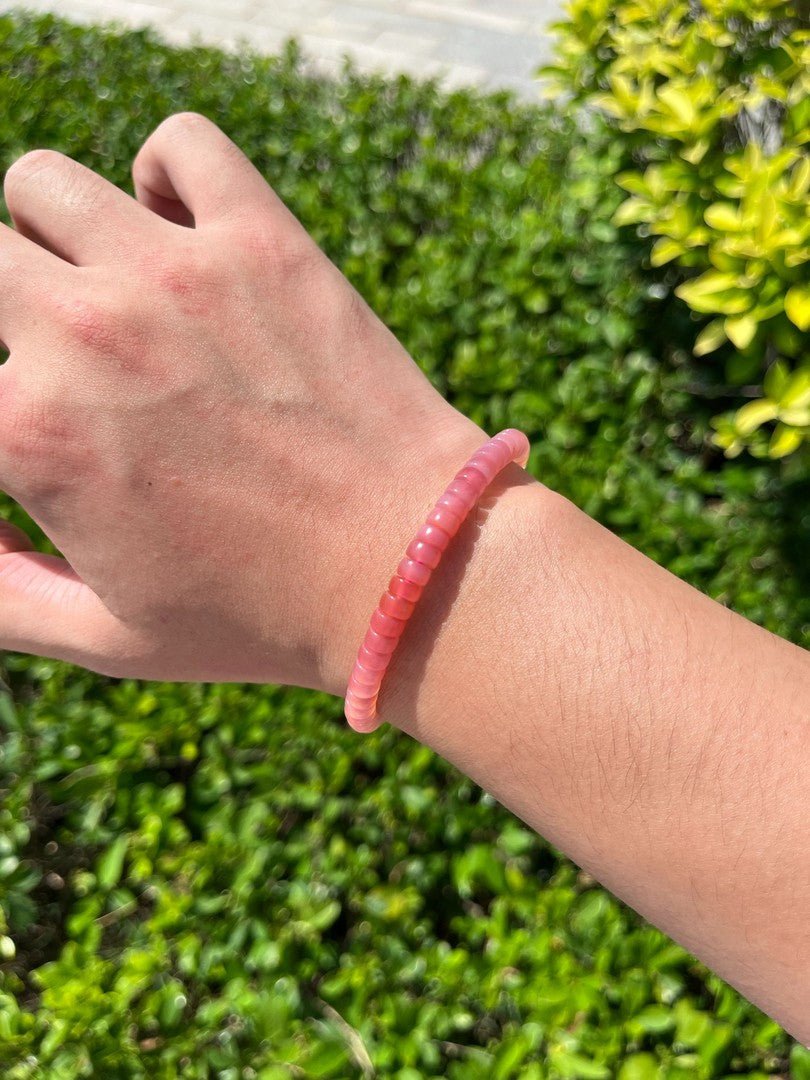 Tibetan Blessed Pink Agate Bracelet for Love & Connection - view 4