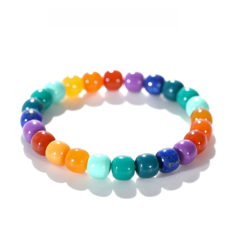 Tibetan Blessed Rainbow Gemstone Bracelet for Vitality Boost - Buddhabelief