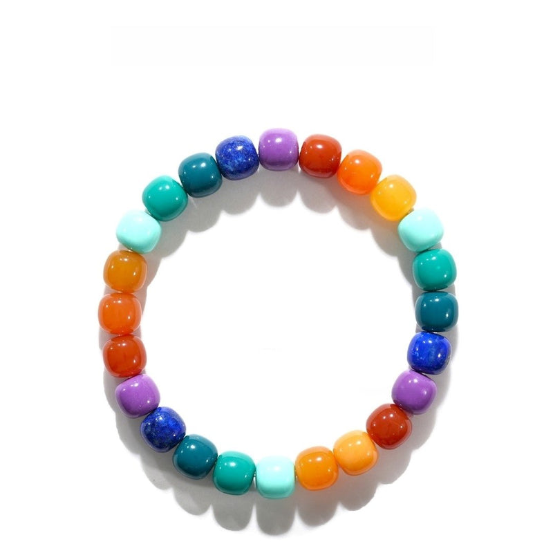Tibetan Blessed Rainbow Gemstone Bracelet for Vitality Boost - Buddhabelief