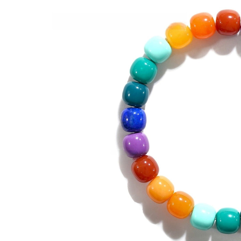 Tibetan Blessed Rainbow Gemstone Bracelet for Vitality Boost - Buddhabelief