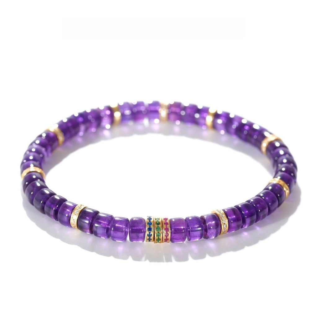 Tibetan Blessed Uruguayan Amethyst Bracelet for Stress Relief - view 4