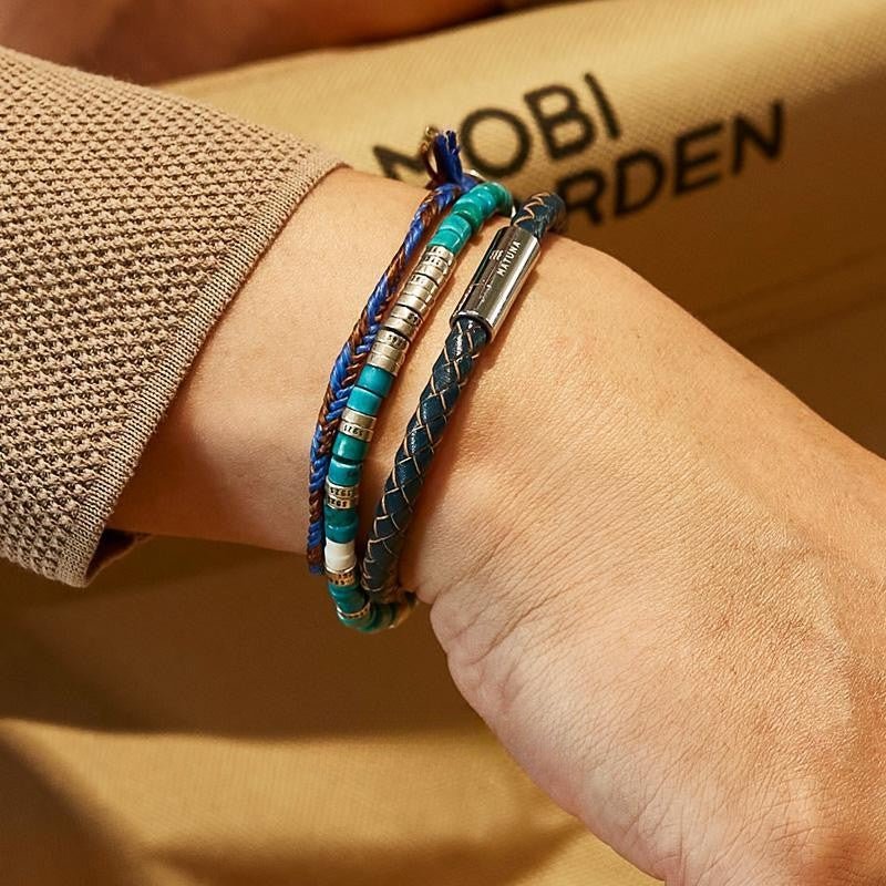 Turquoise Stretch Bracelet with Silver Spacers - 4.5mm Beaded - Buddhabelief