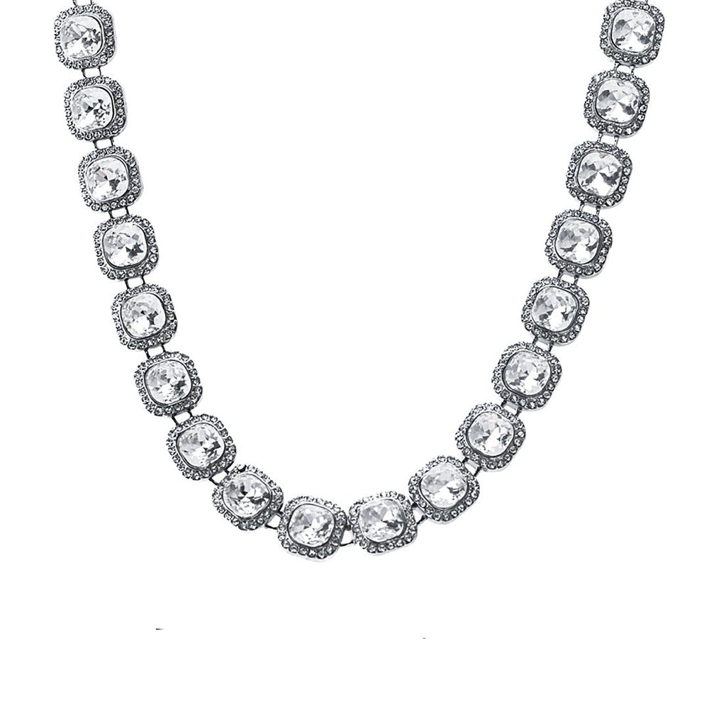 Vintage Crystal Necklace - Cushion Cut Zirconia Antique Style Chain - view 3
