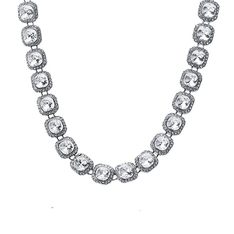 Vintage Crystal Necklace - Cushion Cut Zirconia Antique Style Chain - Buddhabelief
