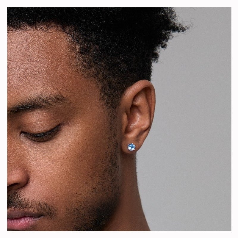 Vintage-Style 925 Sterling Silver Zircon Earrings (Emerald Green / Sapphire Blue) - view 1