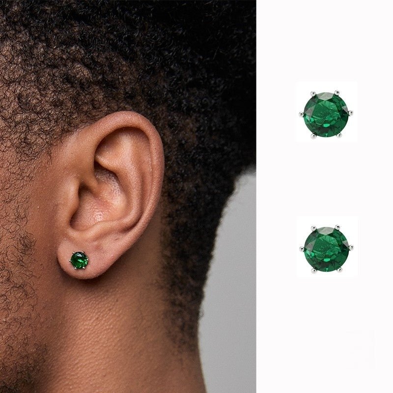 Vintage-Style 925 Sterling Silver Zircon Earrings (Emerald Green / Sapphire Blue) - view 5