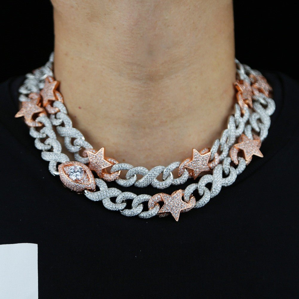 "Vision 2026" Pentagram Eye Cuban Link Chain (Opium Aesthetic Streetwear) - view 3