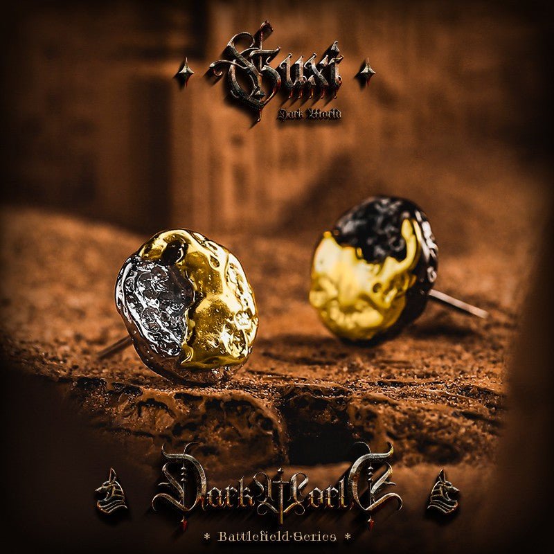 Warrior Helmet Stud Earrings 925 Silver - Gold Silver Two Tone - Buddhabelief