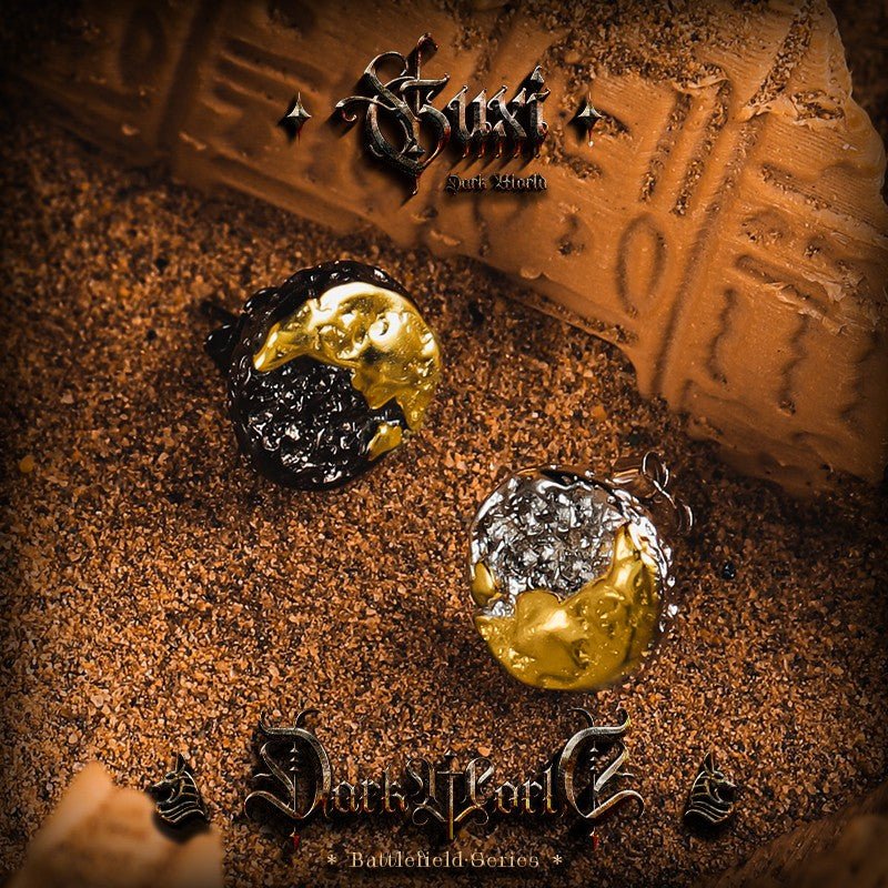 Warrior Helmet Stud Earrings 925 Silver - Gold Silver Two Tone - Buddhabelief