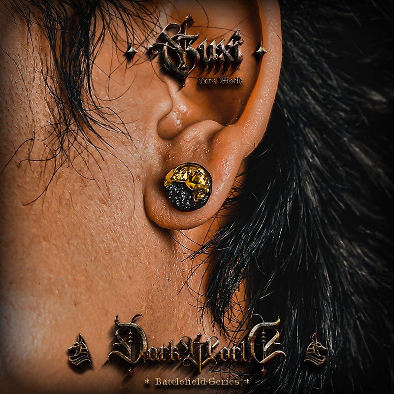 Warrior Helmet Stud Earrings 925 Silver - Gold Silver Two Tone - Buddhabelief