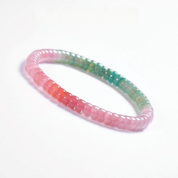 Watermelon Agate Bracelet — 6mm Natural Gemstone | Wealth Magnet