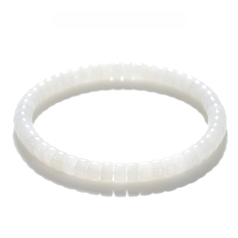 White Jade Bracelet — 6mm Natural Hetian Jade for Pure Energy Flow - Buddhabelief